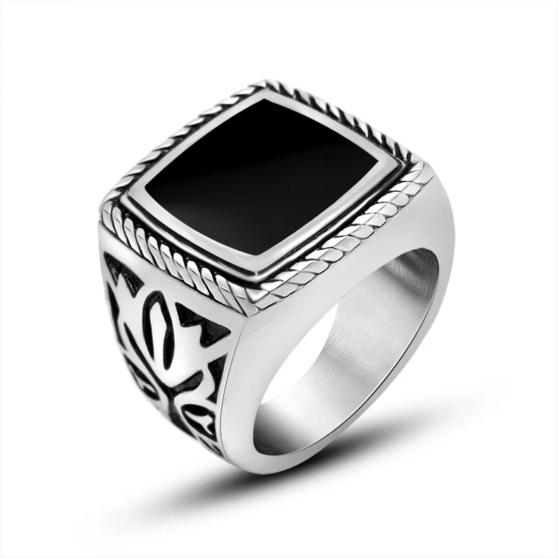 New Arrival Silver Soft Enamel Cool Male Ring for Men Gothic Vintage