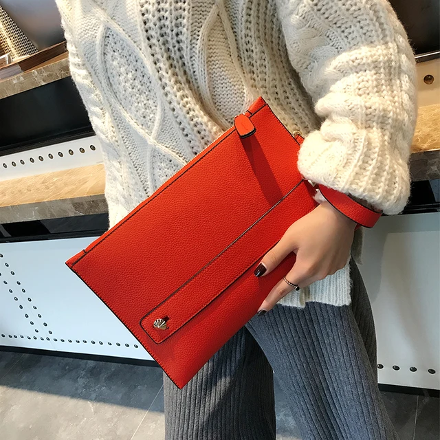 New Fashion Women Envelope Clutch Bag PU Leather Female Day Clutches