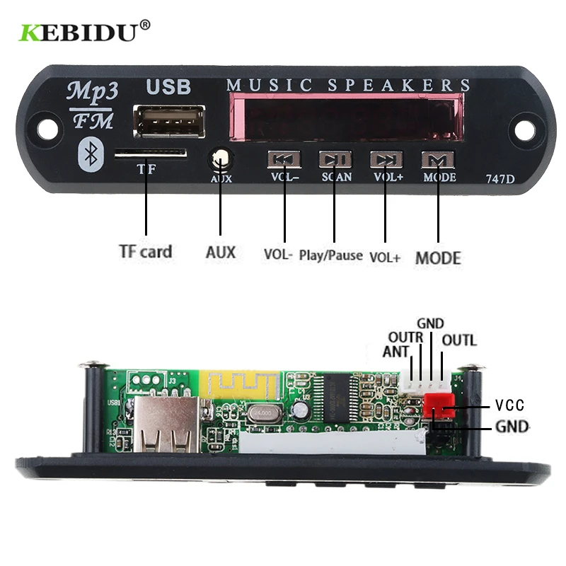 Kebidu USB MP3 плеер декодер плата TF радио FM AUX беспроводной Bluetooth модуль 5 в 12 В 24 В WMA MP3 аудио 3,5 мм для автомобиля для iPhone