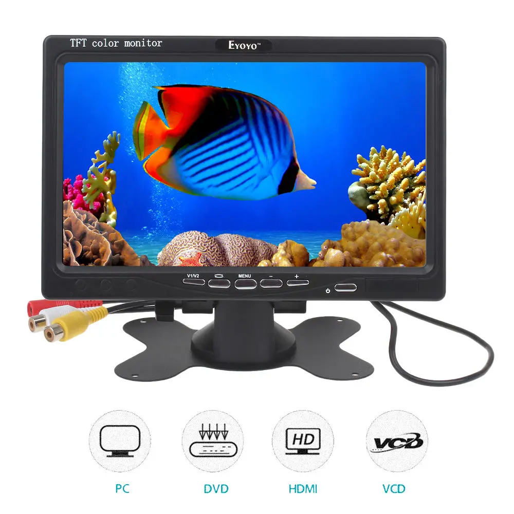 

Eyoyo 7" inch LCD TFT Color Monitor Display Video Audio HDMl VGA AV Built-in Speaker For Camera PC DVD
