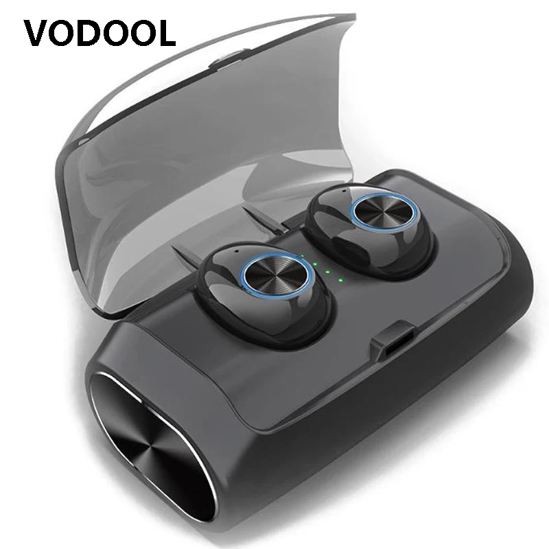 

VODOOL V6 TWS Mini Wireless Headset Bluetooth 5.0 Headphone Earphone Stereo Earbud with Charging Box for IOS Android Smart Phone