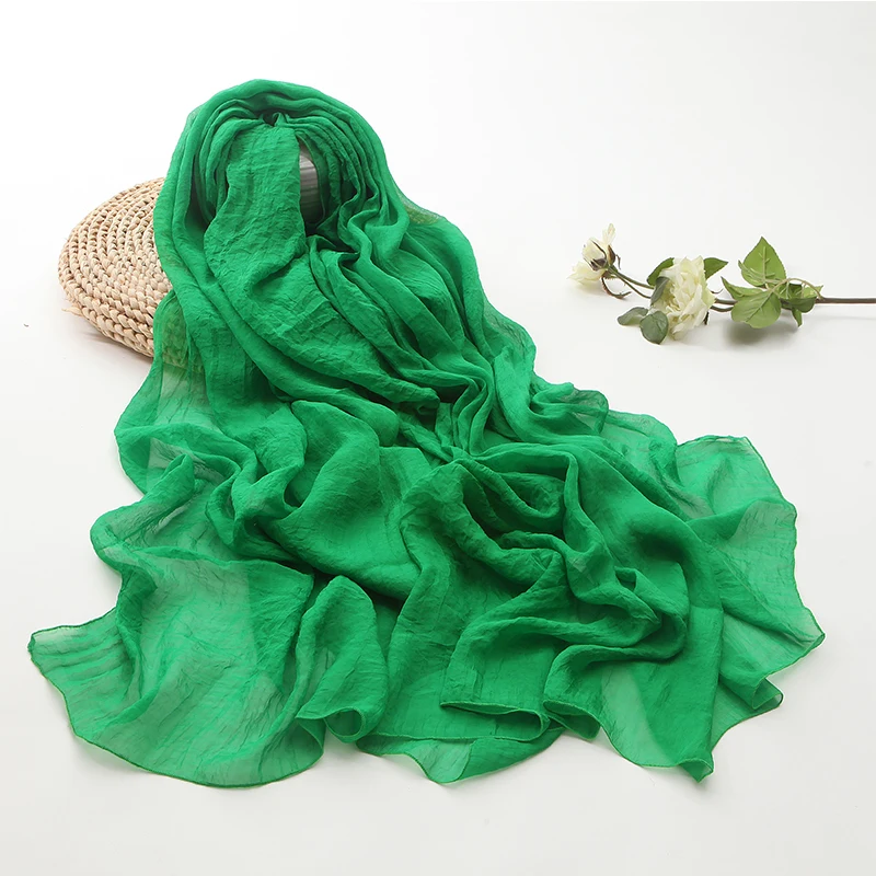 

chiffon shawl green scarf winter ladies scarves female 100 match pure color long more size thin gauze 2019