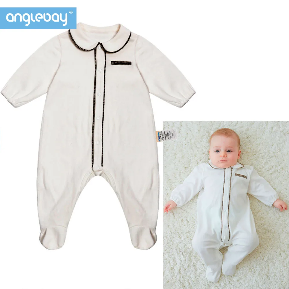 Anglebay 2018 Gemman Newborn Baby One Piece Footie Pure Cotton White