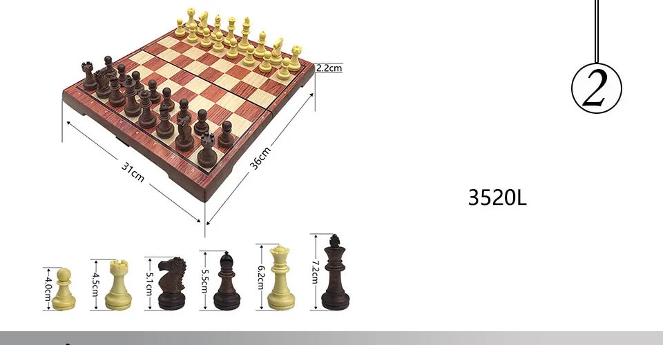 Easytoday Standard Chess Set Plastic Chess Board Magnetic Chess Pieces Table Entertainment Games Gift (2)