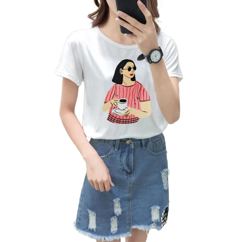 Women Cartoon Print Fashion T Shirt Casual Short Sleeve O Neck T shirt