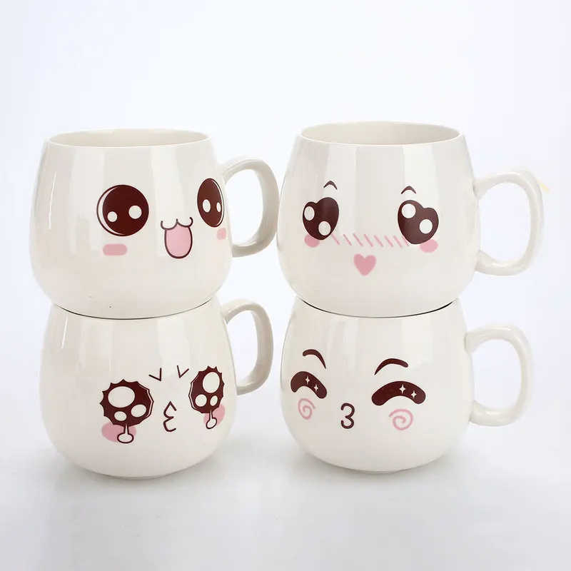 

Cartoon Face Smile Mug Milk Coffee Water Mugs Creative Ceramic Cute Breakfast Gifts Drinking Tools Drinkware for Office Home