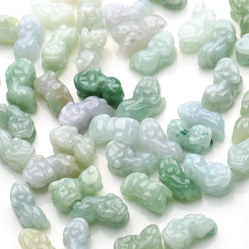 

Natural jade A goods jade Myanmar jade carving boutique pendants DIY jewelry jade accessories 2 pieces