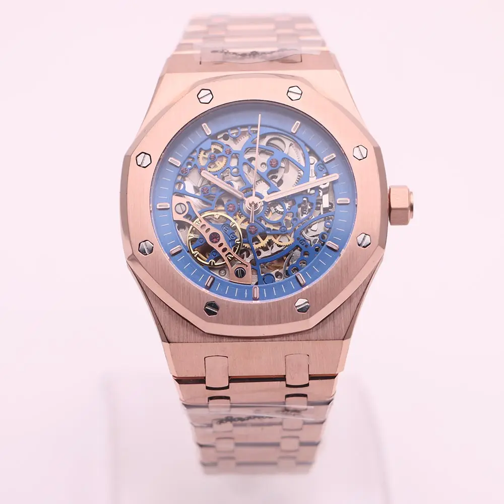 

U1 factory luxury men's watch ROYAL OAK series 44MM blue dial rose gold strap AAA+ 2813 automatic mechanical sapphire wristwatch