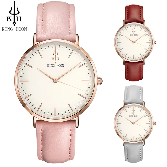 KING HOON Women Watches 2017 Top Sale Stainless steel / Leather Strap Slim Rose KING HOON Women Watches 2017 Top Sale Stainless steel / Leather Strap Slim Rose