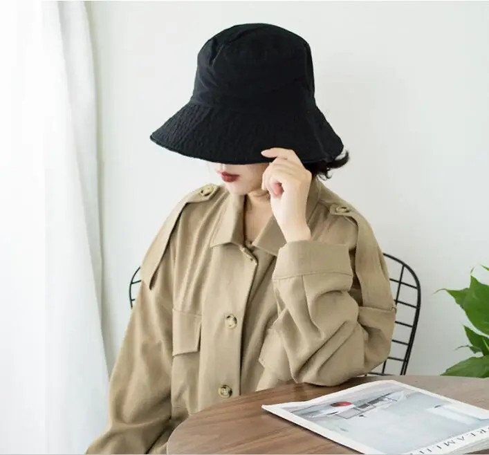

Female Solid Color Sun Hat Lady Summer Beach Wide Brim Fisherman Hat Women Fashion Bucket Hat Cap