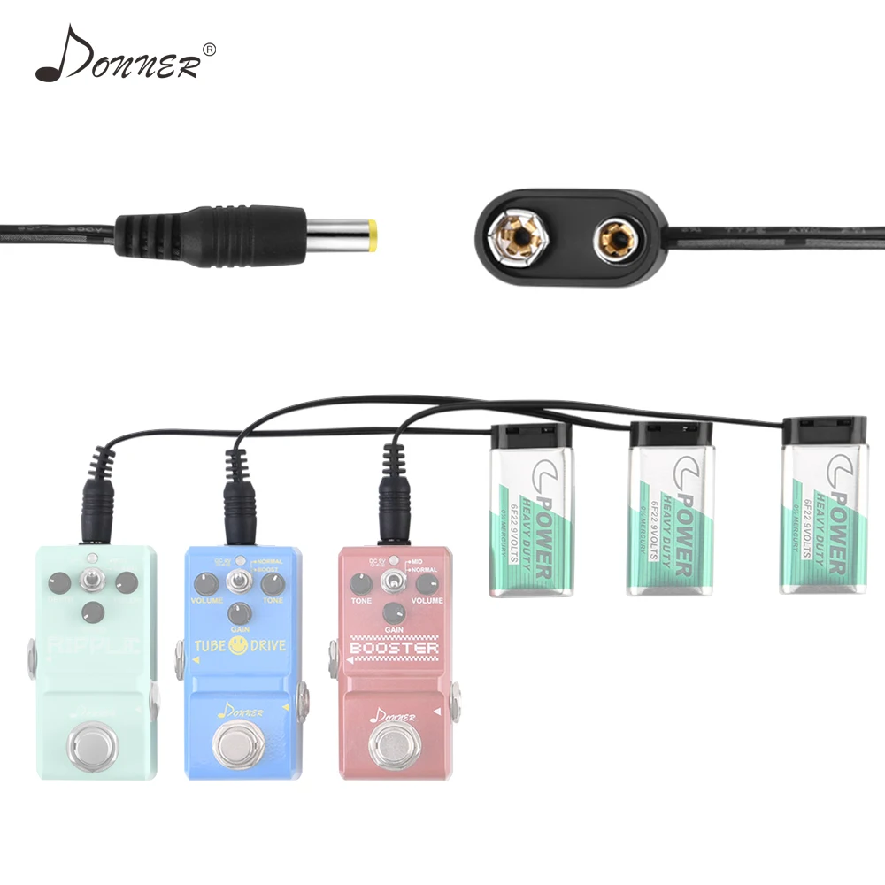 

Donner 3Pcs 9v Battery Clip Converter Cable Snap Connector DC 2.1 5.5mm Guitar Effect Pedal Power Cable for Outdoor Performances