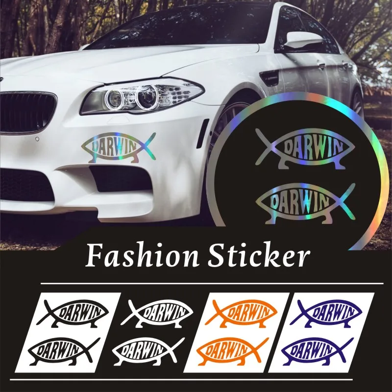 

car sticker13.6*5.7cm Darwin Fish Cartoon Vinyl Car Motorcycle 3D Decal Car Window waterproof Custom car sticker