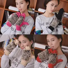 Новые зимние перчатки женские рукавицы Варежки «ежики» зимняя рукавица без пальцев перчатки женские s Теплый нагретый вязаный Ежик варежки