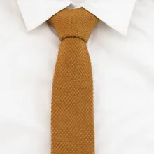 Мужские галстуки из шерсти золотистого и желтого цвета, 5 см, однотонные, тонкие, вязаные галстуки для мужчин, для отдыха, вечерние, аксессуары, вязаные, плоские, Gravata