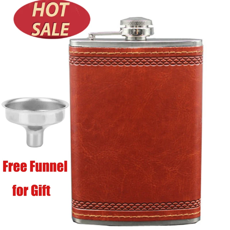 9 OZ Portable Stainless Steel Leather Hip Flask Russia Hip Flask Personalized Drink Cup Bottle Wine Whisky Mug Flasque Alcool