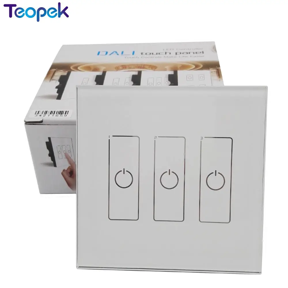 

LTECH DA3 Wall Mount Touch Panel 3CH 3 Channel Control On/Off Switch Dimmer LED Controller DALI CV Driver for LED Light