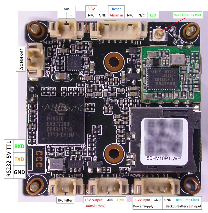 Плата модуля для IP камеры видеонаблюдения Hi3518EV200 Wi Fi IPC 720P 1/4 дюйма КМОП датчик сои