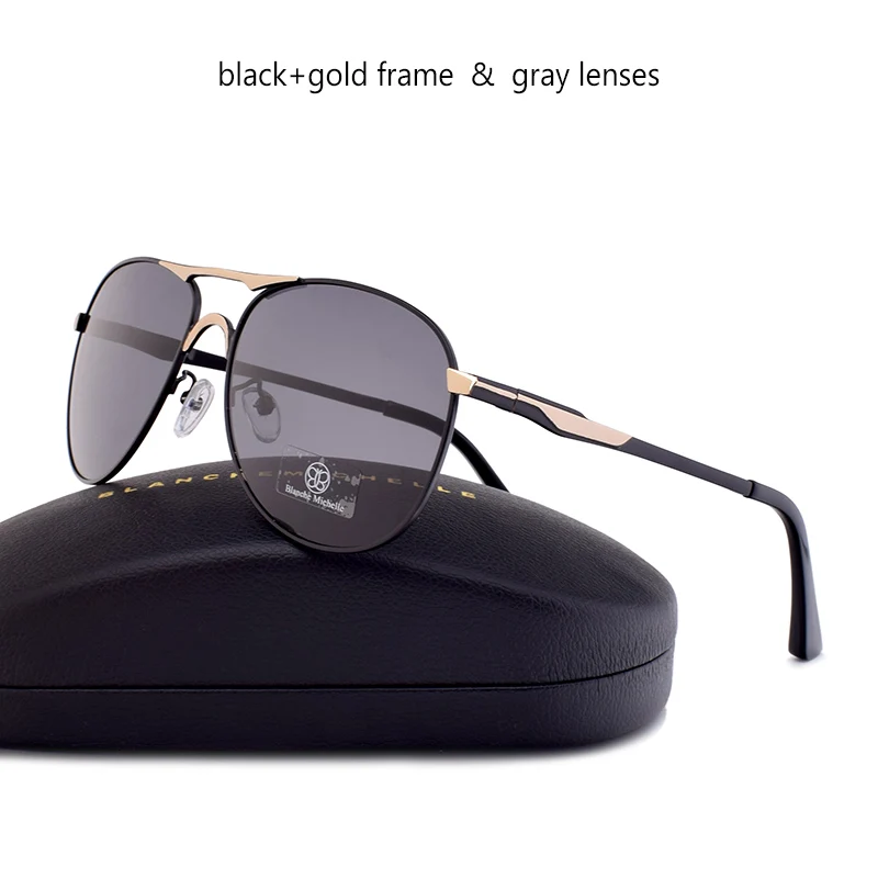 Blanche Мишель бренд classic Pilot Sunglasses Для мужчин поляризационные UV400 Для мужчин с солнцезащитные очки мужской вождения Óculos gafas-де-сол hombre - Цвет линз: gray