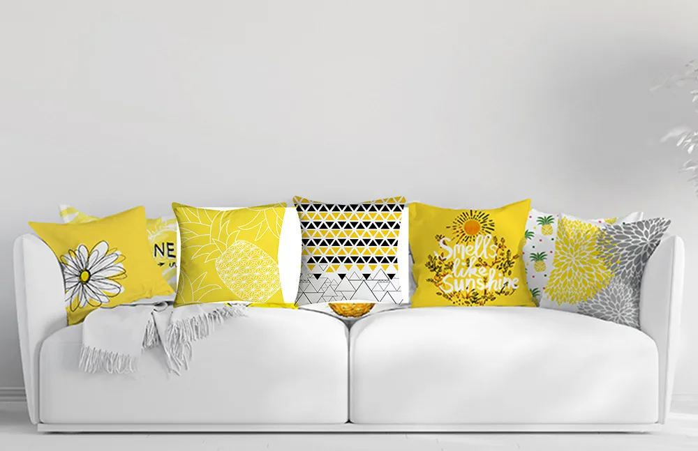 Yellow Pillow Case Sofa Car Waist Throw Cushion Cover Home Decor Cushion Cover Home Decor Наволочка