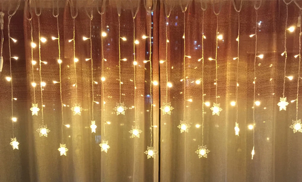 8 м* 0,5 м 192 занавеска со светодиодами гирлянда Снежинка сад китайские фонарики для вечеринки Рождество открытый свадебное окно декоративные 220 в ЕС разъем JQ