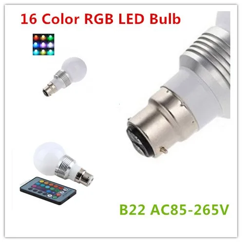 10 шт. светодиодный свет супер B22 LED RGB 5 Вт 16 Цвета Изменение лампа лампочка+ 24 ключевых ИК- пульт дистанционного управления