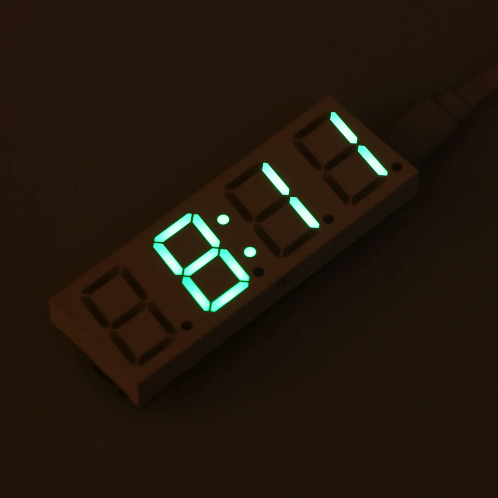 Электронный DIY точечный матричный светодиодный набор часов, цифровой дисплей, зеленый/красный/синий/белый светильник, 5 В, микро-usb, автомобильные часы с номером - Цвет: green