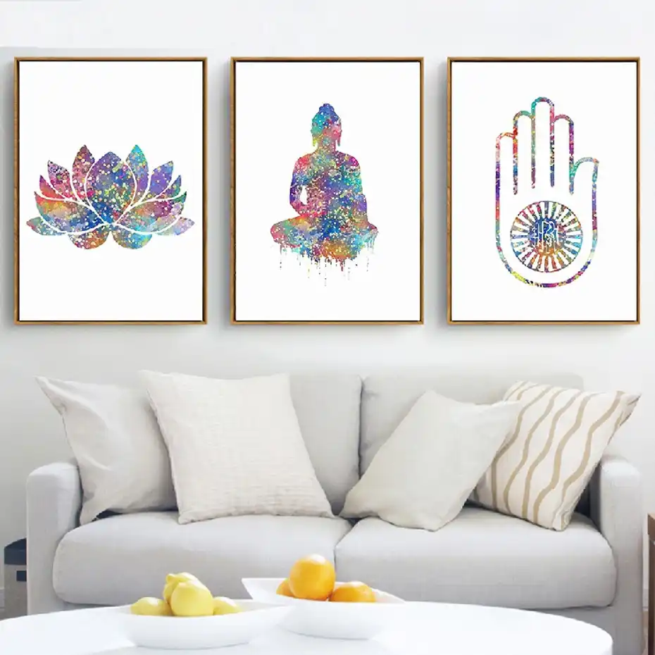 Watercolor Buddha Art Spiritual Free Spirit Yoga Spa Hand Canvas Paintings Wall Art Pictures Poster Print Living Room Home Decor Painting Calligraphy Aliexpress