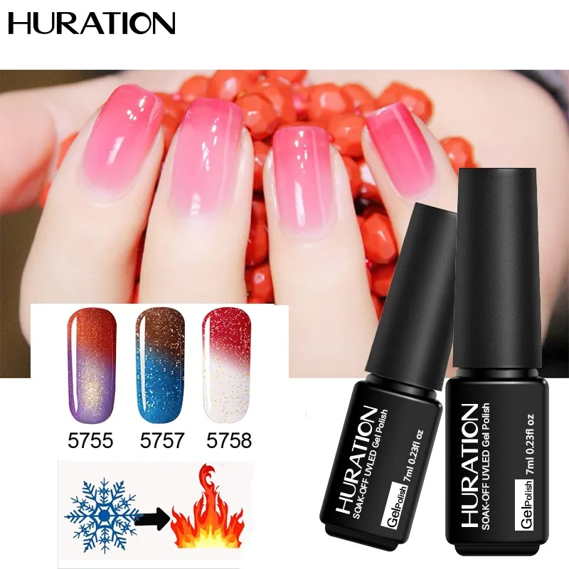 Huration 7ml Temperature Change 29 Color Thermal Gel Nail Polish Semi Permanent Soak UV LED Lamp Art Lacquer | Красота и здоровье