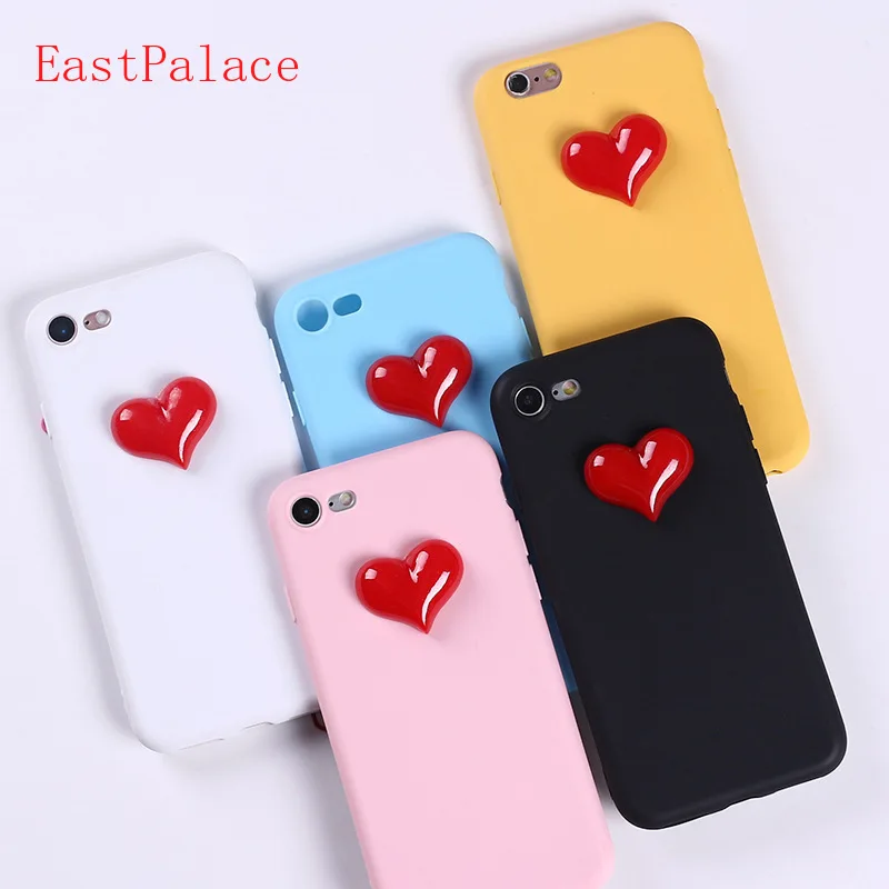 3D кавайный конфетный Цвет DIY Сердце Мягкий силиконовый чехол для iPhone X Xs 8 7 6 S 6s Plus