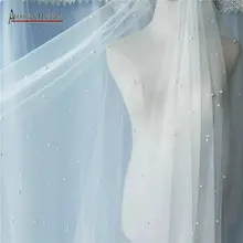 300 см длинные жемчужные вуали только цвета слоновой кости роскошный полный жемчуг свадебная вуаль 1,5 м ширина без гребня