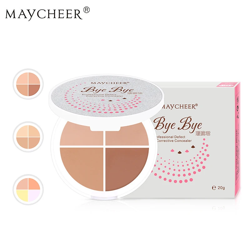 

MAYCHEER 4 Colors Face Hide Blemish Concealer Cream Palette Makeup Perfect Full Cover Contour Face Base Foundation Cosmetic