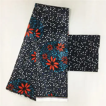 

New Silk Prints Fabric Flower Design High Quality 4+2yards for Party Dress Ankara Satin Fabric With chiffon scarf match f95-3