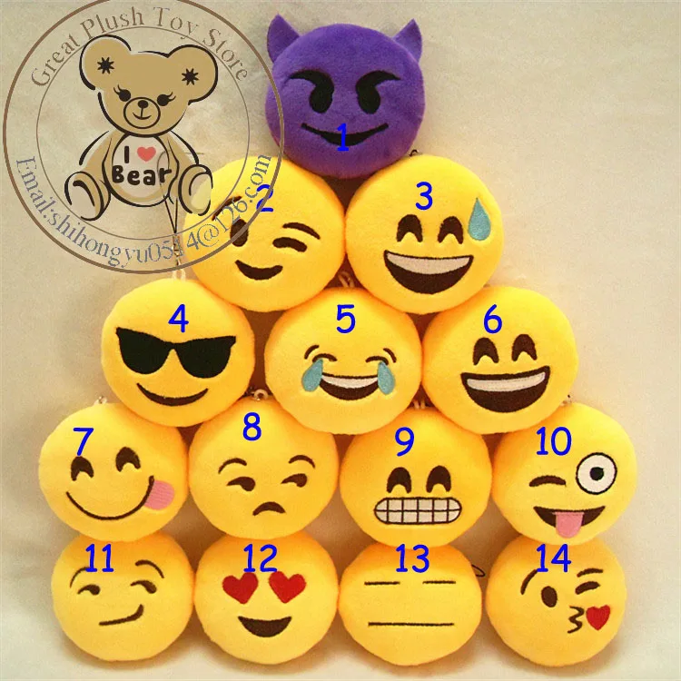 New Arrival 8*8cm Emoji Small Pendant Smiley Plush Keychain, Soft Plush
