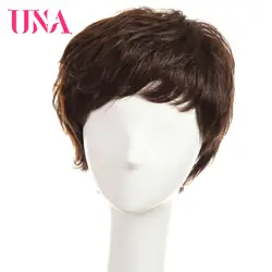 UNA короткие натуральные волосы парики для женщин не Реми естественная волна натуральные волосы 100% индийские натуральные волосы парики не