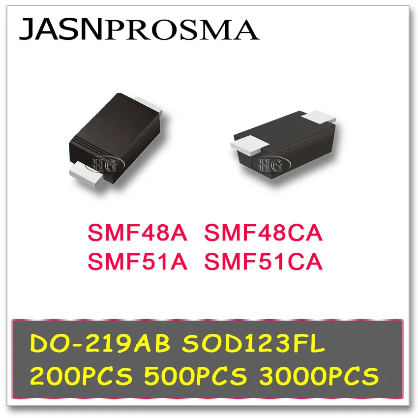JASNPROSMA 200 шт. 500 3000 SOD123FL DO-219AB SMF48A SMF48CA SMF51A SMF51CA 1206 SMD TVS SMF | Электроника