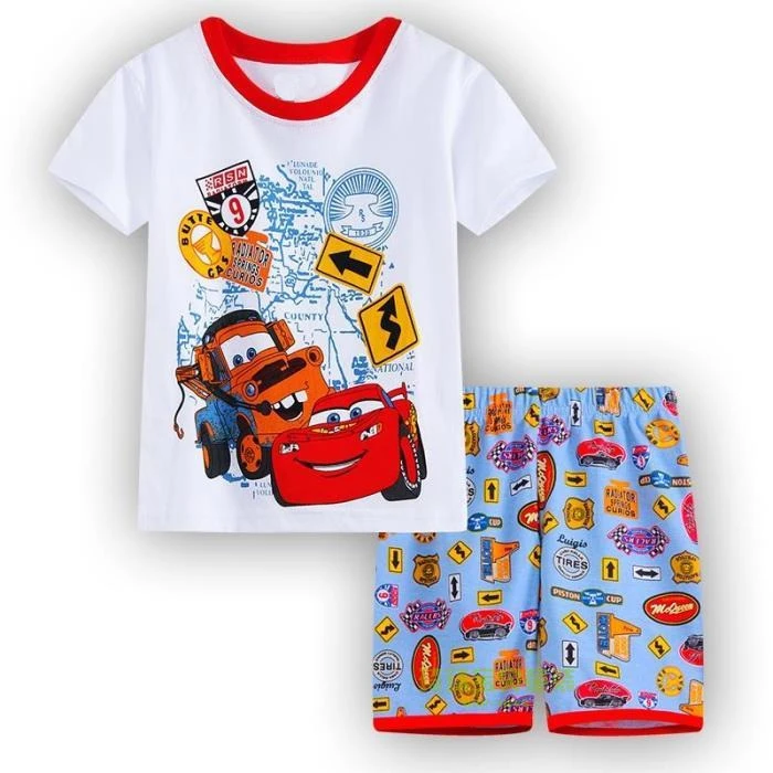EOICIOI/комплект из футболки и штанов, комплект одежды для маленьких мальчиков и девочек с рисунком Пикачу, кота, Супермена, пижамы для детей, детские пижамы летняя одежда для детей возрастом от 2 до 7 лет - Цвет: 20