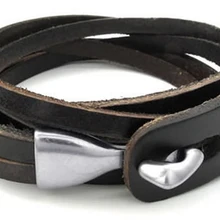 Мужской женский браслет ювелирный браслет из натуральной кожи сплав черный