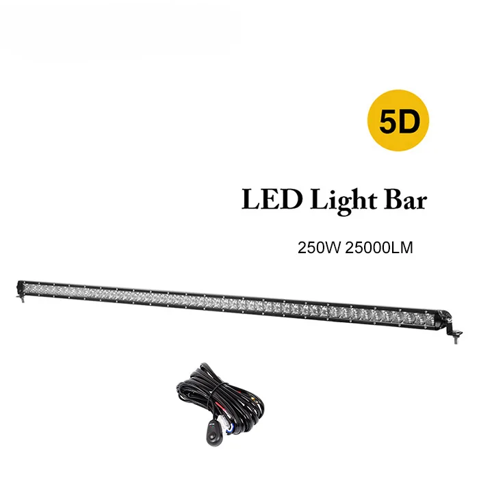 22 26 32 41 51 inch Single Row 5D Offroad Led Light Bar 100W 120W 150W 200W Combo Beam Led Work Light For ATV UAZ 4x4 SUV 4WD - Цвет: 250W with wire kit