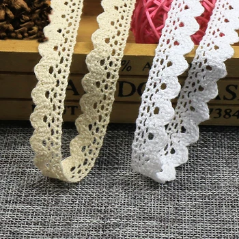 

Knitted Cotton Lace Ribbon white Beige Color DIY Handmade Wedding Party/Craft Gift Packing/Child Dress/Decoratio