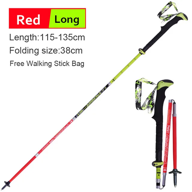 1 пара складных палок для скандинавских прогулок, углеродное волокно, регулируемая Треккинговая палка, альпеншток, телескопические лыжные палки, палки для прогулок