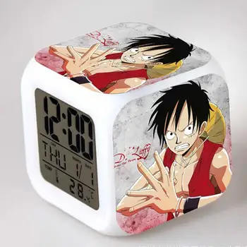 

One Piece Action Figure Zoro Tashigi Alarm Clock LED Colorful Touch Light figurine PVC ACGN Figure Toys