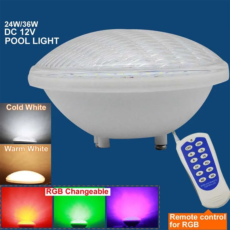 

Par56 Swimming Pool Light AC12V AC24V DC12V DC24V RGB 24W 36W 54W Underwater IP68 Waterproof for Outdoor Spotlight Pond Fountain