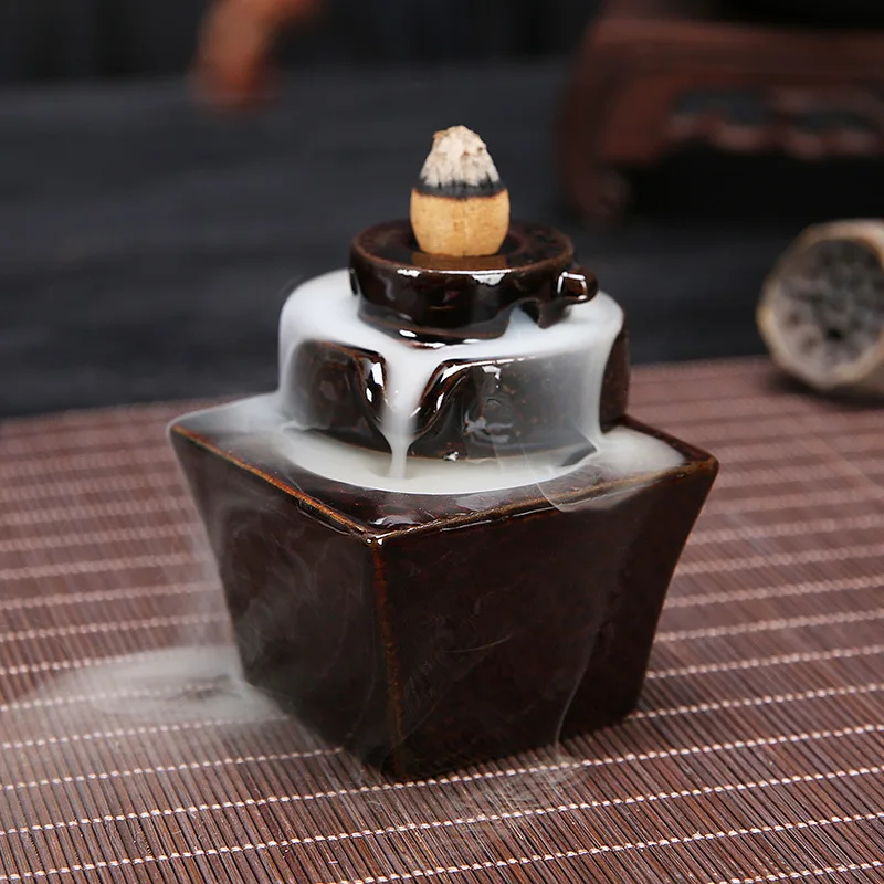 Горячая керамическая горелка с обратным потоком ладана держатель горелка креативный домашний Декор маленький Монах Будда курильница Арома горелка G
