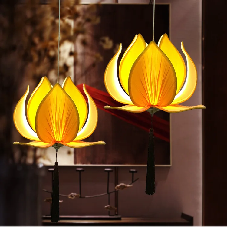 2016 Classic Led Pendant Lamp China Metal+Fabric, Vintage lotus flower