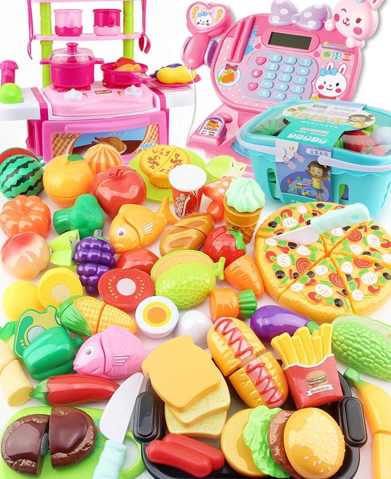 

Children play house baby kitchen girl simulation vegetables can be cut fruit children's toys Qie Le set boy