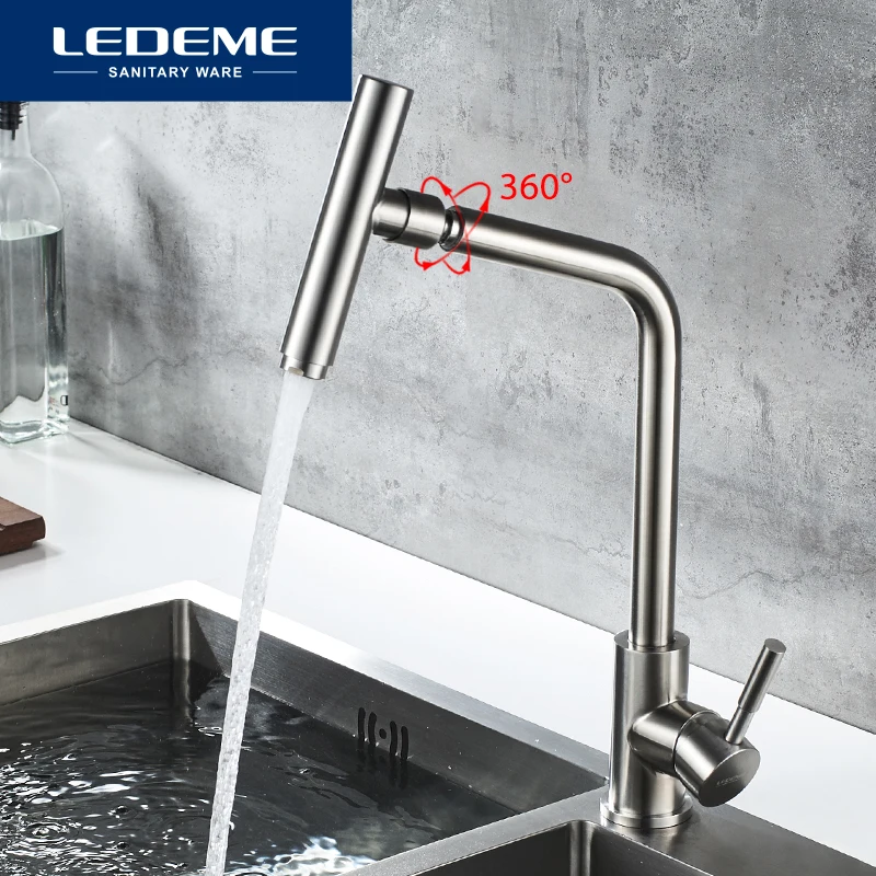  LEDEME Kitchen Faucets Mixer 360 Degree Selection of Faucets Kitchen Faucet Stainless Steel Sink Ta - 33044725895