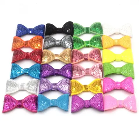 Applique sem Clipes Acessórios para o Cabelo Frete Grátis! Lote 2 ”embroideried Paetês Arcos Knot Boutique Crianças Cabelo Meninas 100 Pçs –