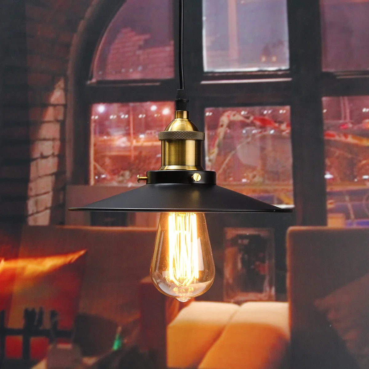 

E27 22CM Lampshade Iron Lamp Retro Lamp Triangle Ceiling Plate/Round Ceiling Plate For Living Room Restaurant Cafe