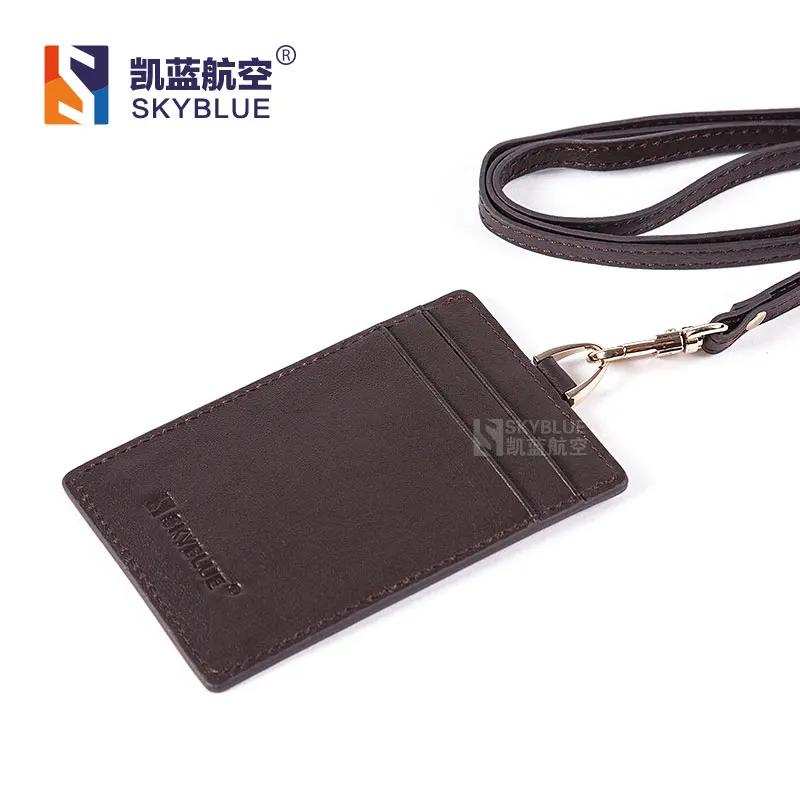 Держатель для карт и удостоверения личности из натуральной кожи со шнурком