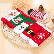 1 пара, хлопковые зимние детские носки для маленьких девочек и мальчиков махровые носки со снежинками, лосями, Санта Клаусом, рождественским медведем, подарок, дешевая одежда